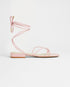 <P>Suede Square Toe Spaghetti Strap Flat Sandal</P>
